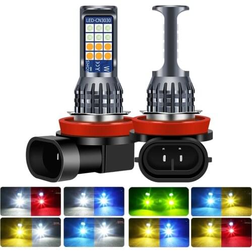 2Pcs 1800Lm Fog Lamp LED H11 H8 3030 LED H10 HB3 9005 HB4 9006 H16 JP Bulb Driving Running Car Lights 6000K Yellow Green Lemon