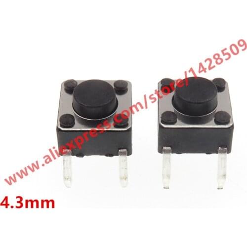 200pcs/lot 6*6*4.3 Panel PCB Momentary Tactile Tact Push Button Micro Switch 4 Pin DIP Light Touch 6x6x4.3 mm