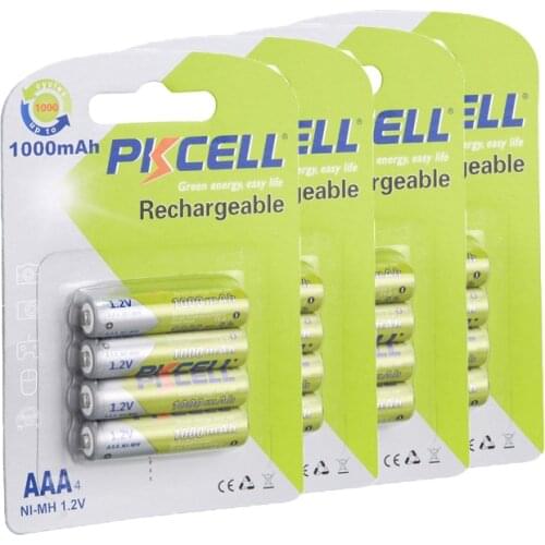 4PACK/16Pcs PKCELL 3A 1000MAH 1.2v NIMH batteries AAA rechargeable Battery AAA battery up to 1000 times cycles for toys camera