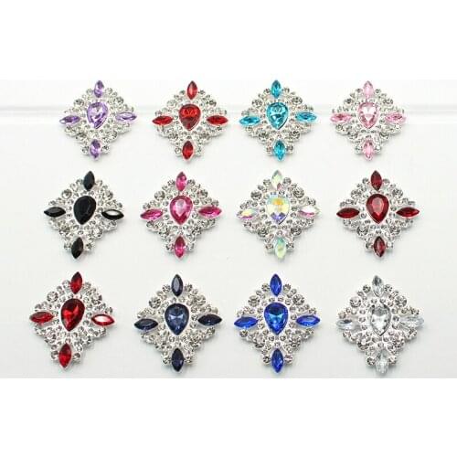 5pcs/lot 42*36MM Silver Rhinestone for Needlework Oval Sewing Buttons for Clothing Diy Manualidades Hair Accessories Decorative