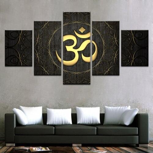 5 Pieces Conbination Picture Black Luxury Gilt Canvas Painting Poster and Picture Wall Print for Home Living Room Decor