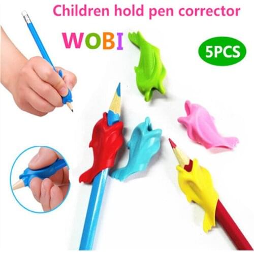 5Pcs High Quality Silicon Best Gift Dolphin Fish Style Children Pencil Students Hold A Pen Writing Drawing Posture Correction