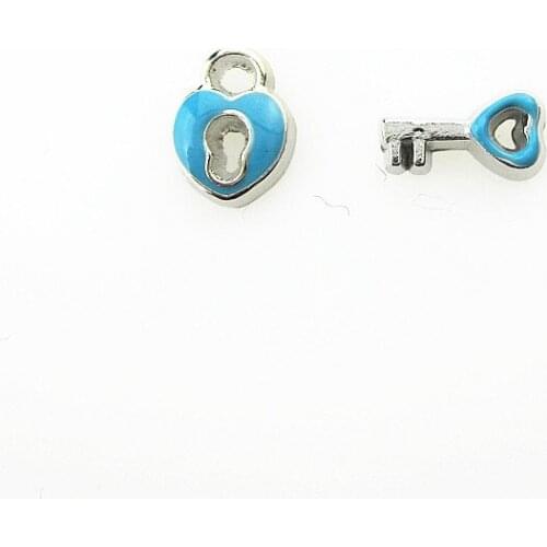 50pcs/lot Mix Key And Lock Floating Charms Living Glass Memory Lockets Floating Charms DIY Jewelry