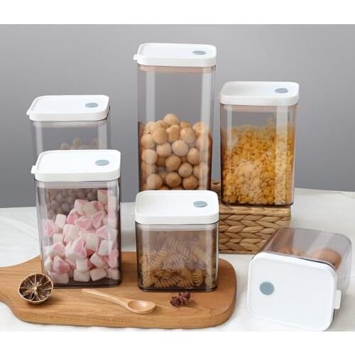 700ml/1100ml/15ml/1900ml Food Container Food Sealed Storage Jar Transparent Plastic Tank Kitchen Miscellaneous Grain Storage Box