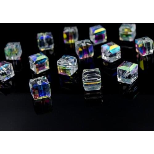 AB Color Crystal Square Beads For Jewelry Making Decorative Glass DIY Beads Material Crystal Cube Beads 2 3 4 6 8mm