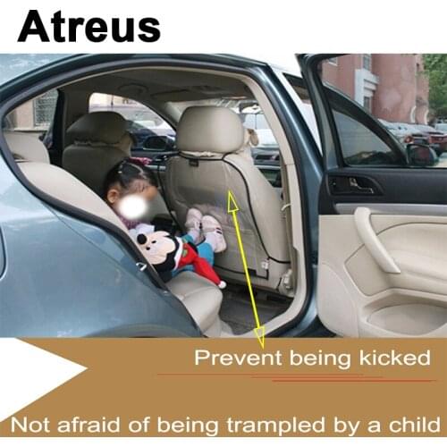 Atreus 1pc For BMW e46 e39 e36 Audi a4 b6 a3 a6 c5 Renault duster Lada granta Car Styling Seat Back Children Anti Kick Mat Cover