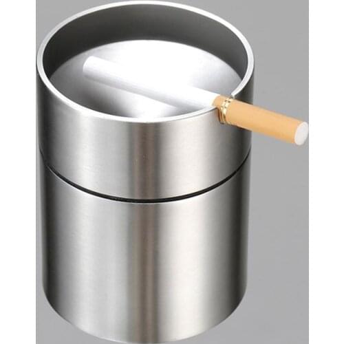 Stainless Steel Car Ashtraysmokeless Car Ashtraycreative Windproof Business Gift Car Car Ashtray With Lid