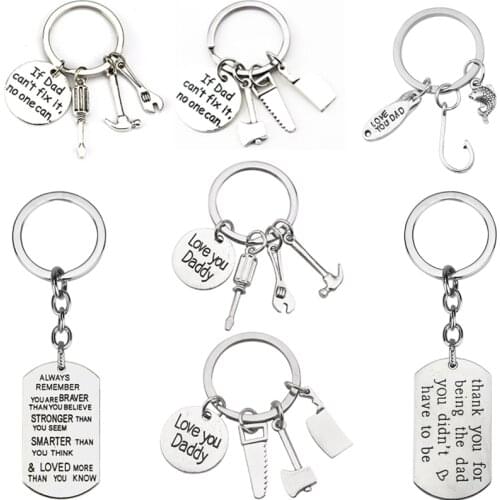 Keyring Heart Love Hammer Ruler Screwdriver Wrench Bear Pendant Keychain Family Father Mother Dad Daddy Papa Mom Daughter Gifts