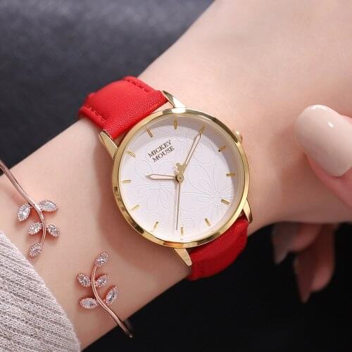 Mickey Mouse Student Watches Waterproof Quartz Watches for Middle School Girls Watches Simple Fashion Clock 269