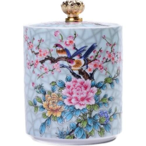 Colorful Ceramic Tea Caddies Large Handmade Porcelain Coffee Sugar Storage Jars Tea Caddies Home Caja De Te Home Garden