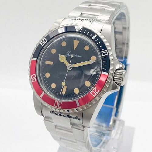 Mens Retro 40mm watch stainless steel case multi color aluminum frame calendar luminous pointer AAA automatic mechanical watch