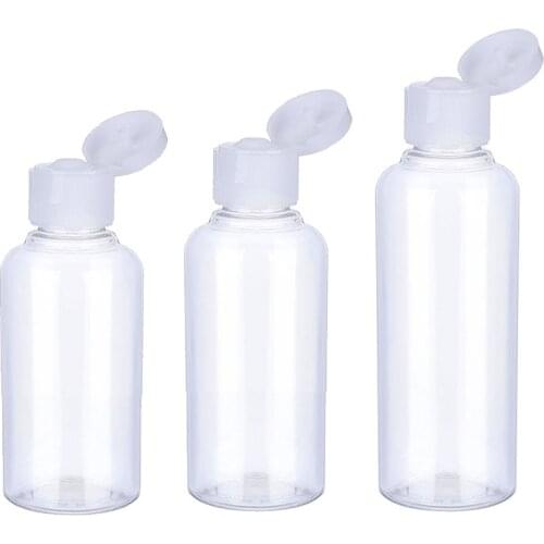1000Pcs Travel Empty Container 10ml/30ml/50ml/60ml/100ml Makeup Plastic Bottles Flip Cap For Liquid Lotion Cream