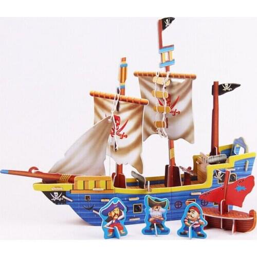 Cartoon Ship Figurines Miniatures Creative Paper Model House Building Mini Models Architecture 3D Puzzle Decoration Crafts