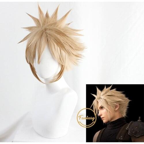 Final Fantasy Vii 7 Cloud Strife Linen Cosplay Heat Resistant Synthetic Short Hair Halloween Party Wig + Free Wig Cap