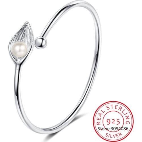 Hot Sale 925 Sterling Silver Trendy Leaves Bracelets & Bangles Jewelry Adjustable for Women Valentines day Gifts