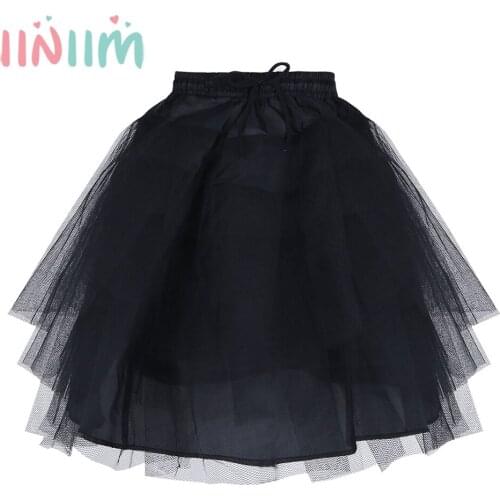 Iiniim Elegant Kids Girls 3 Layers Net Petticoat Underskirt Crinoline Slip for Flower Girls Wedding Childrens Formal Skirts