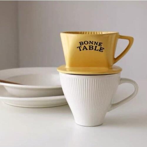 Coffee Ceramic складная кружка Filter Bucket Hand Flush Paper Container Accessories Tasse Double Yellow English Birthday Gift