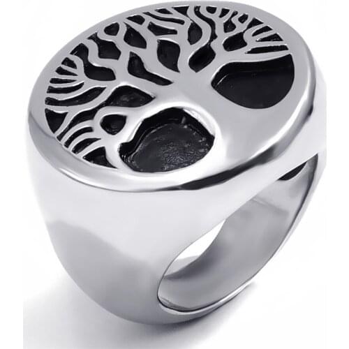 Stainless Steel Leaf Tree of Life Ring Mothers Day Daughter Birthday Anniversary Statement Cocktail Party Children