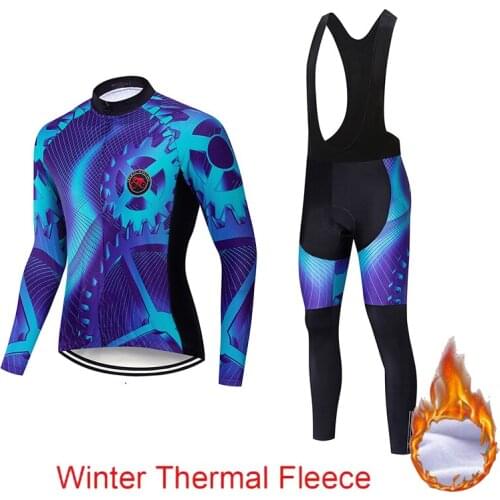 Pro Team teleyi Winter Thermal Fleece Cycling Clothes Men Jersey Suit Outdoor Riding Bike MTB Clothing Bib Pants Set