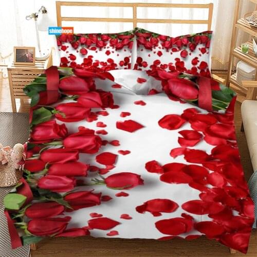 3 Pcs Luxury Duvet Cover Set Fashion Rose Flowers Bedding Sets Comforter Duvet Cover Pillowcase Home Textiles