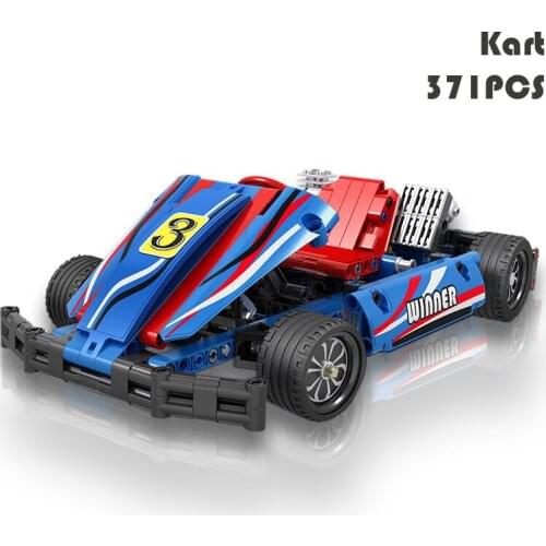 371pcs 1:8 Building Blocks Model Bricks City Simulation Functions MOC Kart Racing Sports Car Classic Toys Children Gift Creator