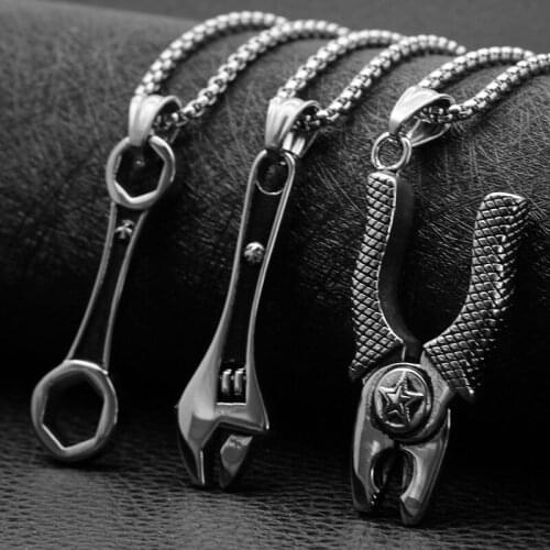 Fashion stainless steel wrench pendant titanium steel pendant necklace jewelry hot sale