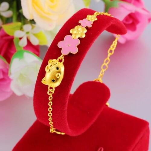 Fashion Vietnam Sand Gold Kt Cat Bracelet Woman Child or Couple Jewelry Children Gift Valentines Day Gift Souvenir