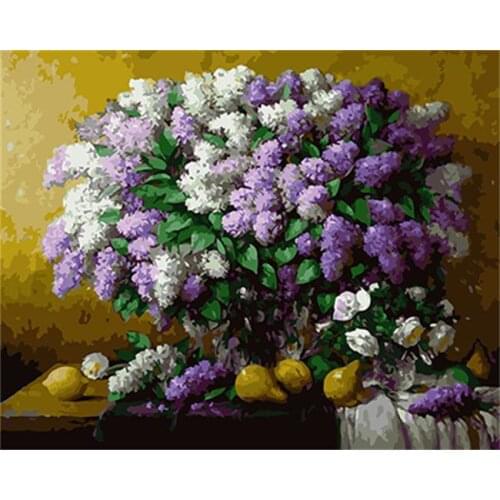 DRAWJOY Framed DIY Painting By Numbers Flower Coloring By Numbers On Canvas Oil Painting Home Decor For Living Room Wall Art