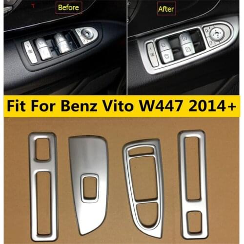 Yimaautotrims Inside Door Handle Panel Sticker Surround Window Lift Switch Cover Trim For Mercedes-Benz Vito W447 2014 - 2019