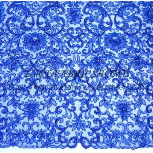 New fashion high quality beades on net yarn embroidery lace fabric 9colors spread branches lovely mesh lace with pearls by yard