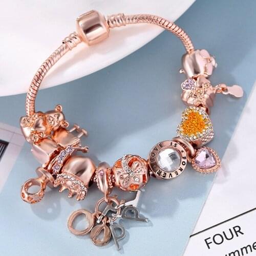 BAOPON New Cute Little Bella Beads Charm Bracelet For Women Kids Lovely HAPPY Pendant Fine Bracelet DIY Handmade Jewelry