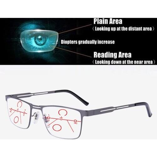 New Design Business Ultra-light Hollow Temples Progressive Multifocal Reading Glasses +0.75 +1 +1.25 +1.5 +1.75 +2 +2.25 to +4