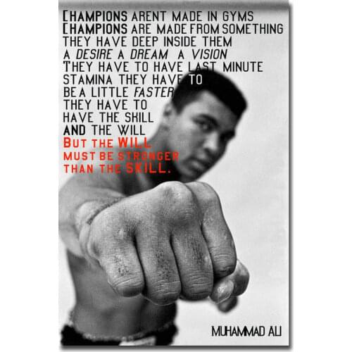 Muhammad Ali Posters and Prints Motivational Quote Boxing Art Pictures Canvas Painting for Bedroom Dorm Room Home Decor