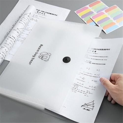 Transparent A4 Folder PP 5 Grids Organizer Student File Bag Paper Storage Bags Office School Supplies with Free Index Stickers