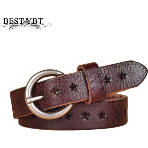 Best YBT Hot Fashion Women Belt Brand Designer Luxury Full Grain Belt Genuine Leather Cowskin Hollow Out Popular Ladies Belt