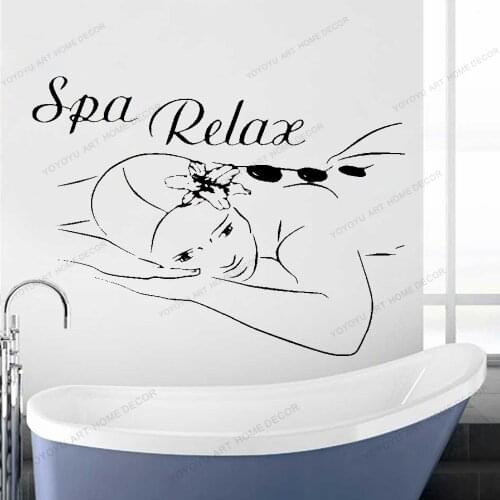 Spa Relax Massage Hot Stone curtain spa Wall Window Vehicle Decal Vinyl Mural Decor Art yw-669