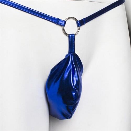 Sexy Men Jockstrap G-Strings Strip Thongs Metallic Shiny Men Ring Underwear Erotic Penis Pouch T-back Wetlook Clubwear
