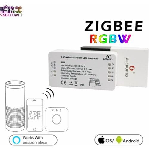 DC12-24V ZIGBEE RGBW Led Controller ZLL smart phone APP Amazon alexa voice control for Colorful RGBW LED Strip Light Ribbon Tape