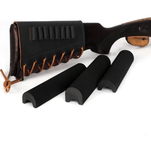 Tourbon Hunting Gun Accessories Rifle Buttstock Cheek Rest Riser Pads Genuine Leather Firearms Ammo Cartridges Holder Carrier