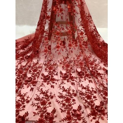 High Quality Tulle Embroidery Applique Lace Fabric Sequins Beads Tube Craft Trim Sewing DIY Evening Dress 5 Yards