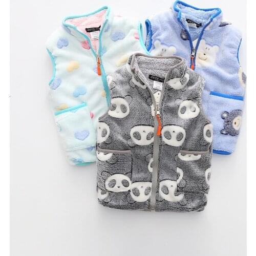 Autumn Winter Toddler Boys Vests 3 4 5 6 7 Years Kids Waistcoats Korean Cartoon Print Sleeveless Jackets For Boys Girls Clothes