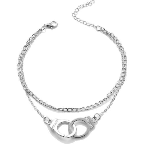 1pc Women Anklets Simple Heart Barefoot Crochet Sandals Anklets Two Bracelet Foot Legs Foot Jewelry Layer V6F8