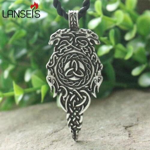 Lanseis 10pcs viking symbol pendant celt wolf pendant necklace