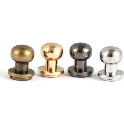 10Pcs/Pack Solid Brass Nail Rivets Screws Tacks Monk Head Screws Leather Craft Belt Wallet Clothes Bags Accessories