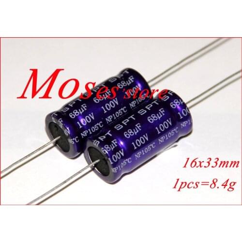 100v 68uf 100% Original New Axial Audio NP Bipolar Capacitance Electrolytic Capacitor 16x33mm