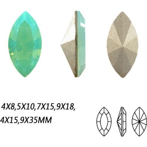 4200 Rhinestones Pacific Opal Navette Fancy Sew On Stones Pointback Strass Setting Crystal Rhinestone With Claw for Jewelry