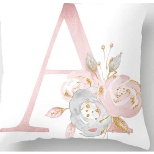 45X45cm Creative pink simple 26 English letters peach skin pillowcase car sofa cushion pillow covers decorative home decoration