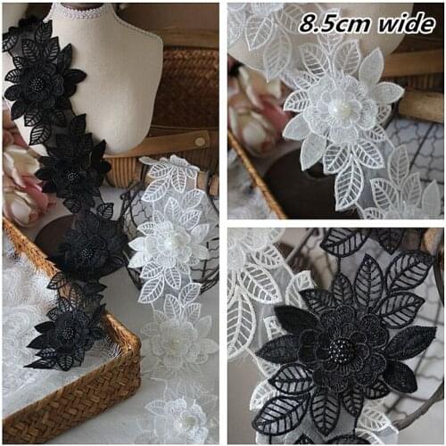 5 Pieces Of High-quality Organza Embroidery Beaded Lace Flower Applique DIY Clothes Skirt Hat Headwear Dress Patch Accessories