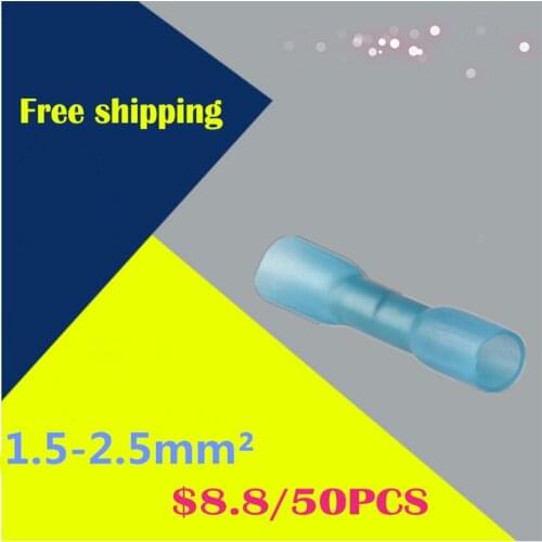 50PCS BHT0.5/1.25/2/5 AWG20-22 Heat Shrink Butt Terminal High Quality Electrical Heat Shrink Butt Wire Cable Crimp Connector