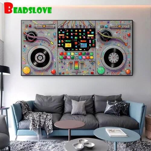 Music Instrument Art Diamond Painting Diy 5D Full Square Round Drill Cross Stitch Rhinestone Wall Decor Large Size